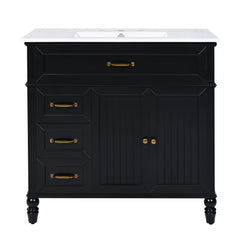 Bathroom Vanity With Sink, 2 Doors 2 Drawers, Freestanding Design