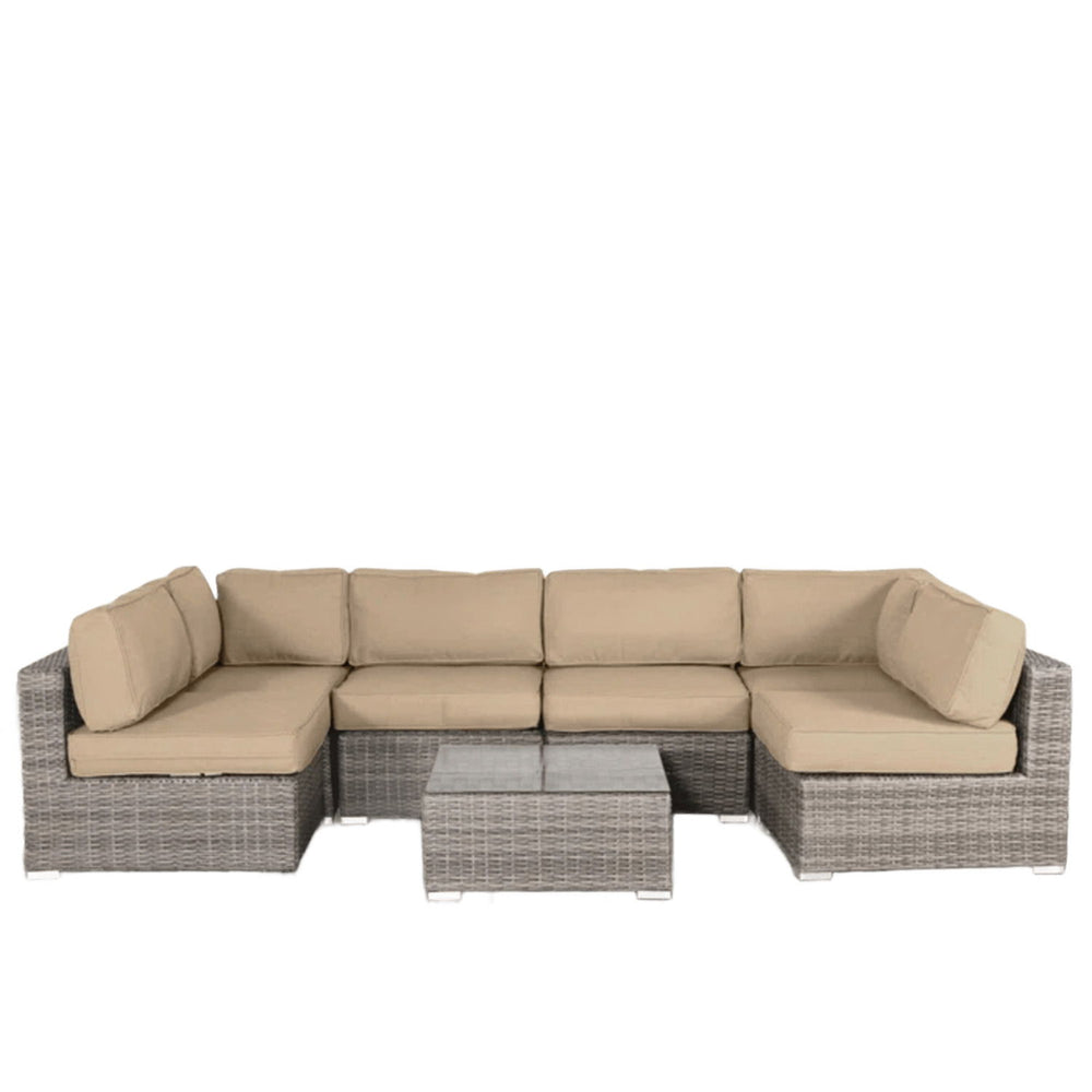 Seating Set With Cushions Handcrafted Wicker Design