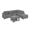 3 Piece Sectional Sofa With Reversible Chaise And USB Storage Ottoman