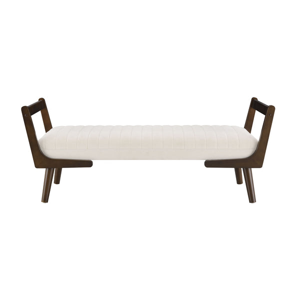 Mid-Century Bench With Wood Legs