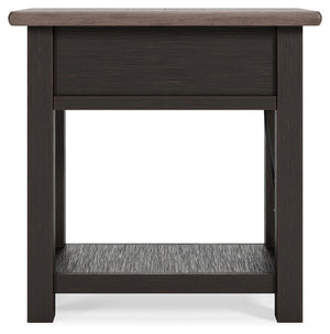 Tyler Creek - Chair Side End Table - Black / Gray