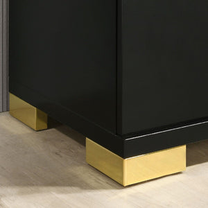 Contemporary Nightstand With 2 Drawer Storage - Black