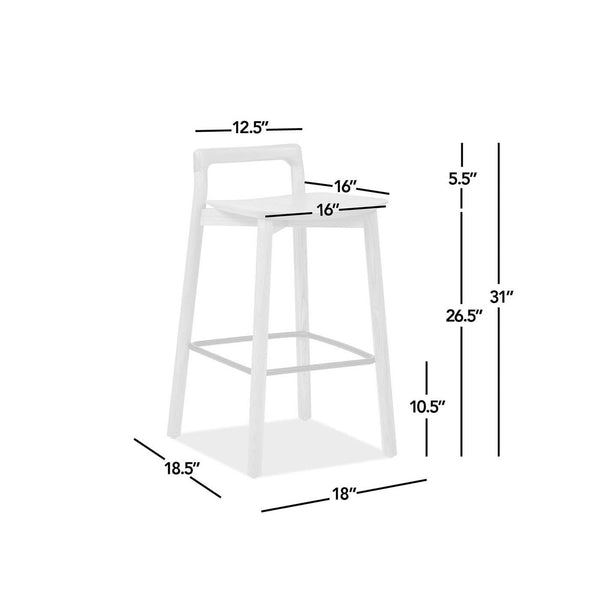 Sven - Modern Minimalist Low Back Counter Stool - Natural Blonde Ash