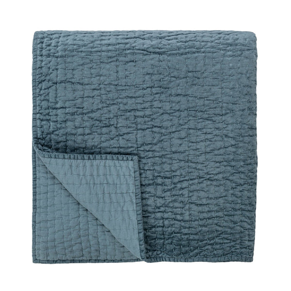 Bari - Velvet Quilt - Stone Blue
