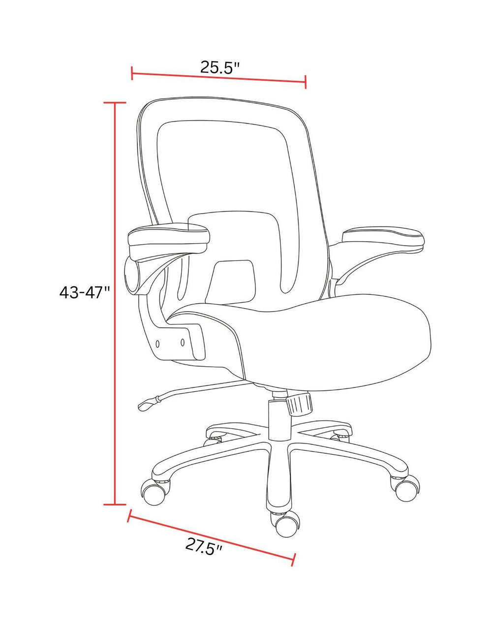 Dc - Mesh Desk Chair Big Man 500 Lb Lumbar - Black