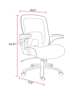 Dc - Mesh Desk Chair Big Man 500 Lb Lumbar - Black