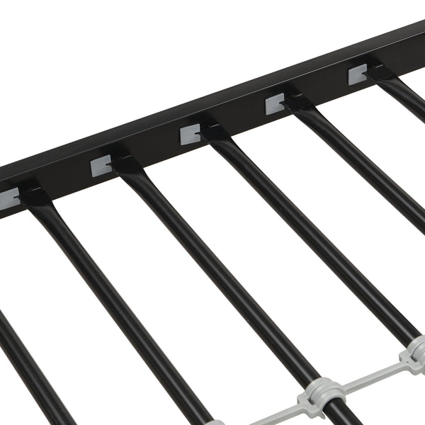 Modern Twin Over Full Metal Bunk Bed With Trundle And Dual Side Ladder And Metal Design - Black / Brown