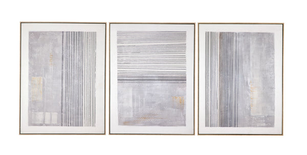 Razi Framed Canvas (Set of 3) - Gray
