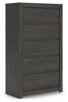 Fraluna - Five Drawer Chest - Charcoal