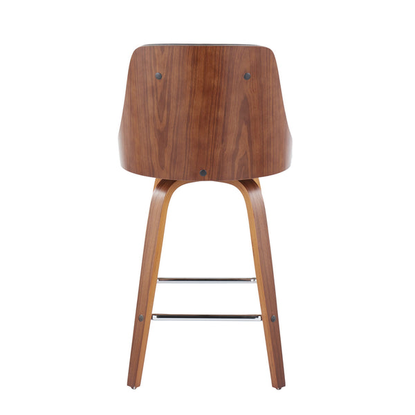 Gianna - Mid Century Modern Fixed Height Counter Stool With Swivel With Square Footrest (Set of 2)