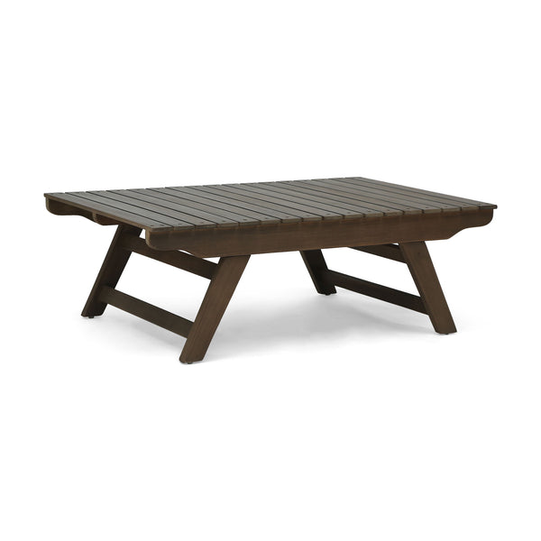 Outdoor Acacia Wood Coffee Table With Open Slat Design - Gray