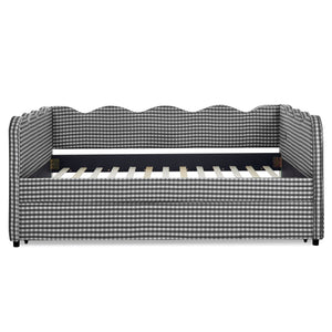 Gingham Daybed With USB Charging Port, Wave-Shaped Design