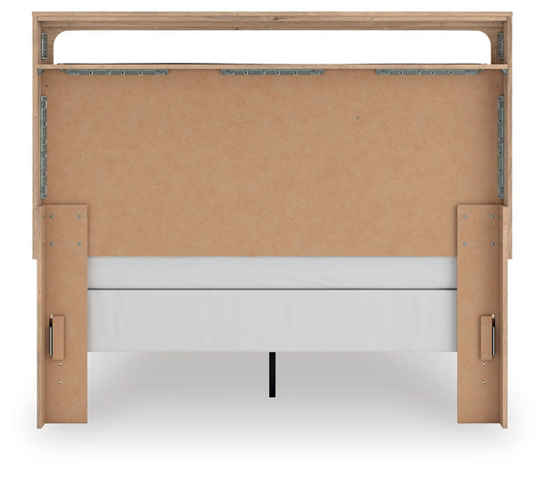 Kinlanni - 3 Pc. - Queen Upholstered Panel Bed, Dresser And Mirror - Tan