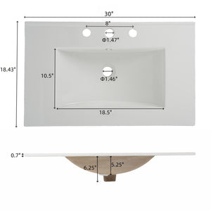 Bathroom Vanity With Ceramic Sink, Adjustable Shelf & Tip Out Tray