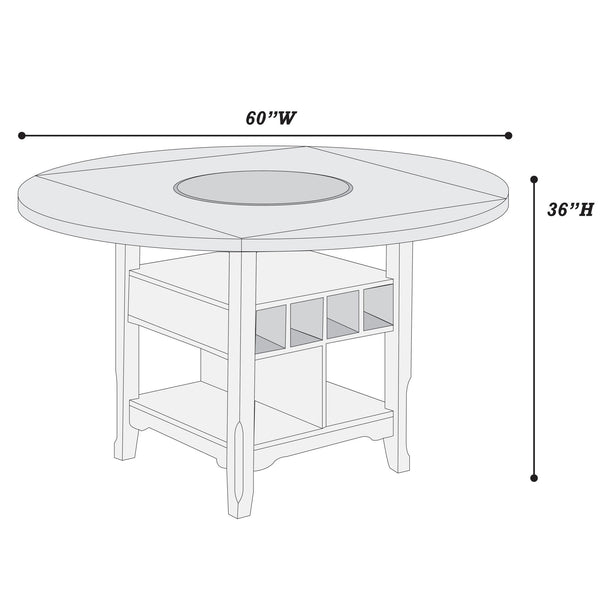 Counter Height Dining Table With Built In Lazy Susan And Storage Shelves