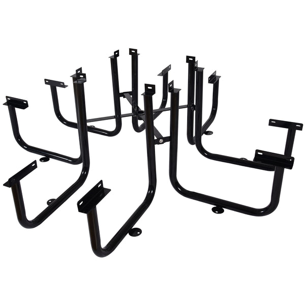 Square Outdoor Steel Picnic Table, With Umbrella Pole