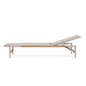 Hargrove - Outdoor Patio Aluminun Chaise Lounge, Outdoor Mesh Seat - Natural / Silver