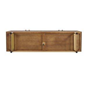 Modern Scandinavian 4 Door Sideboard Storage Cabinet With Adjustable Shelves - Brown / Gold