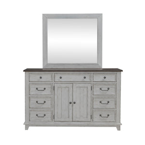 River Place - Dresser & Mirror - Riverstone White & Tobacco