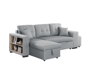 Daniel - Upholstered Reversible Sectional With Pull Out Loveseat - Light Gray