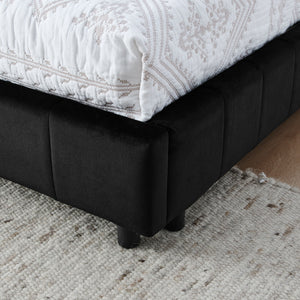 Storage Elegant Upholstered Tufted Bed Frame With Backrest And Armrests