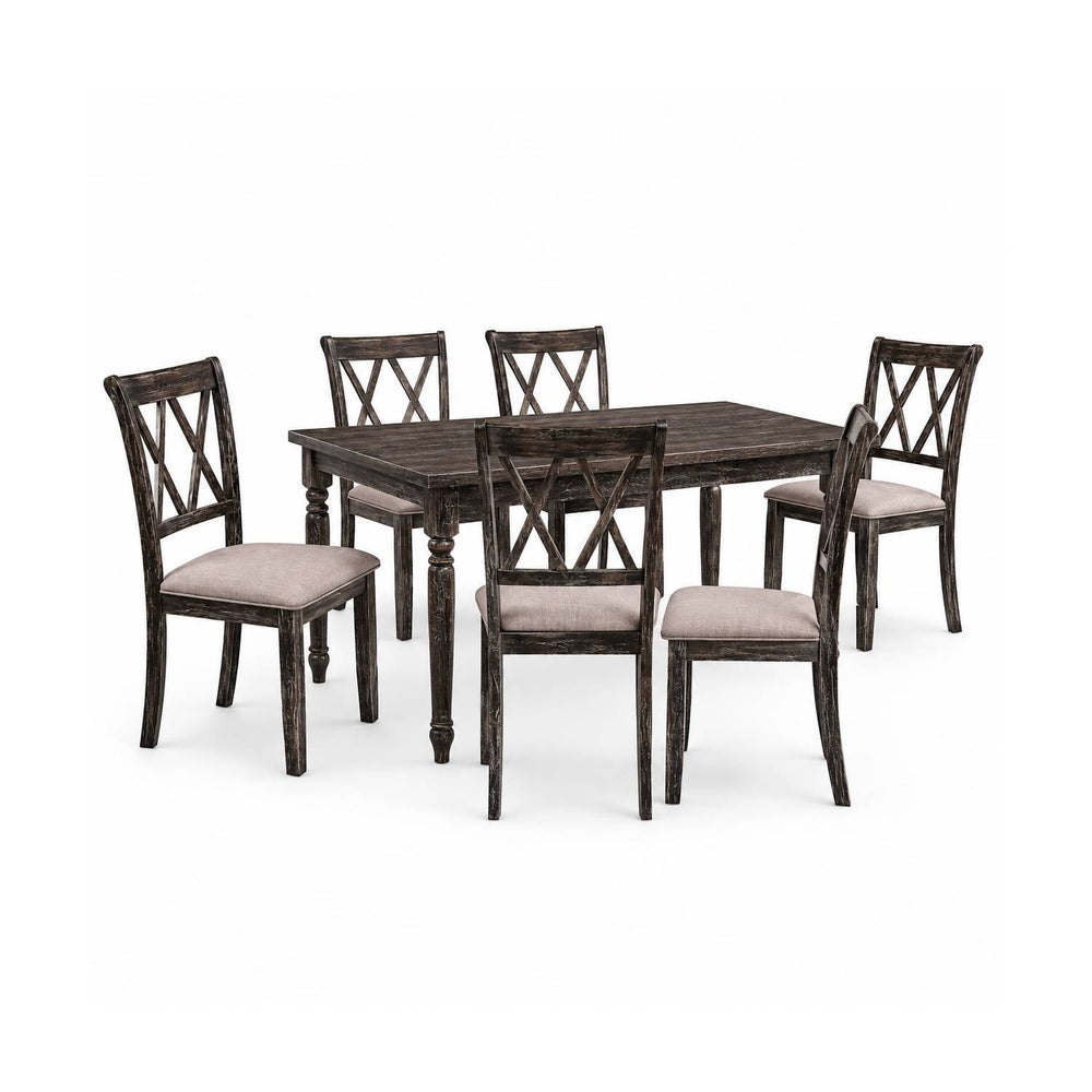 Claudia II - Weathered 7 Pieces Dining Room Set - Gray