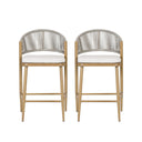 Outdoor 26" Counter Height Metal Frame Counter Stools With Scallop Shaped Backrest & Water Resistant Cushions