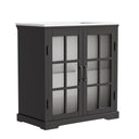 Modern Bathroom Vanity With Ceramic Sink, Tempered Blurred Glass Doors