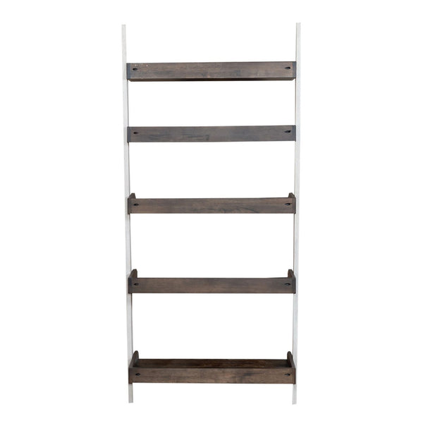 Farmhouse - Leaning Bookcase - Two Tone White / Wood Tone