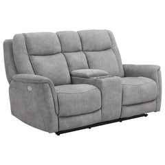Linus - Zero Gravity Power Reclining Console Loveseat - Hudson Gray