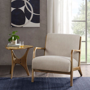 Mid-Century Style Lounge Chair With Upholstered Seat