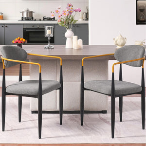 Modern Upholstered Dining Chair With Accented Armrests (Set of 2)