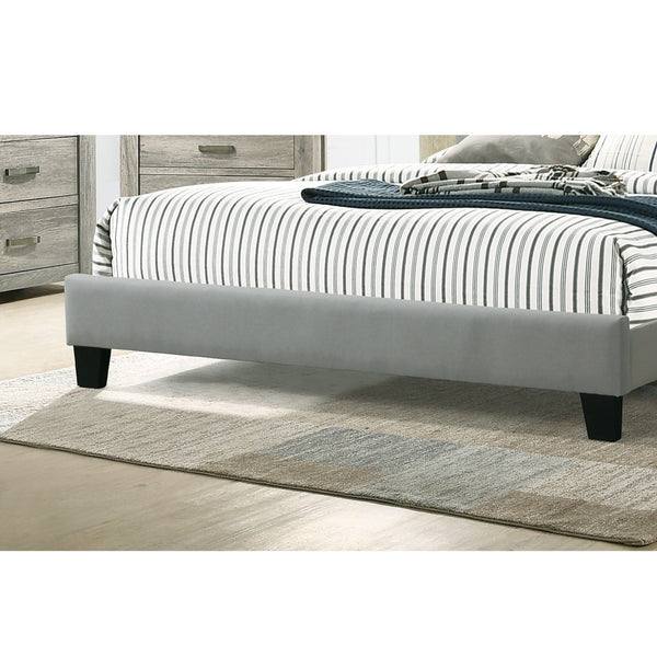 California King Size Tufted Headboard Platform Bedframe, Bedroom Furniture - Gray / Light Gray