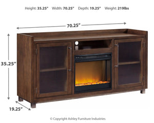 Starmore - 70" TV Stand With Glass/Stone Fireplace Insert - Brown