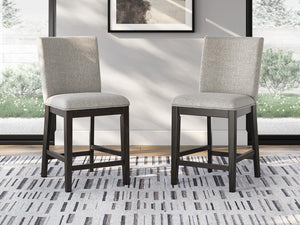 Neymorton - Upholstered Barstool (Set of 2) - Dark Grayish Brown