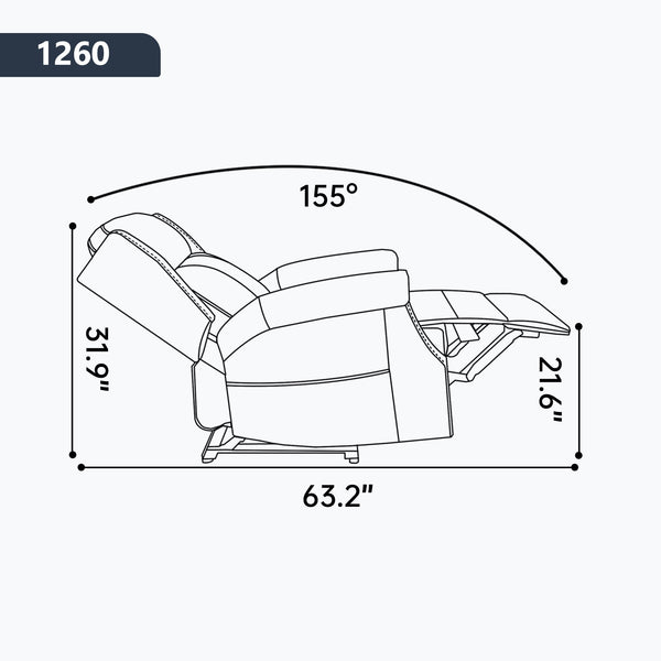 Manual Recliner Chair With Heavy Duty Motion Mechanism, 8 Vibrating Nodes And 3 Massage Modes For Living Room