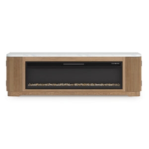 Camdill - 80" TV Stand With Electric Fireplace - Light Brown