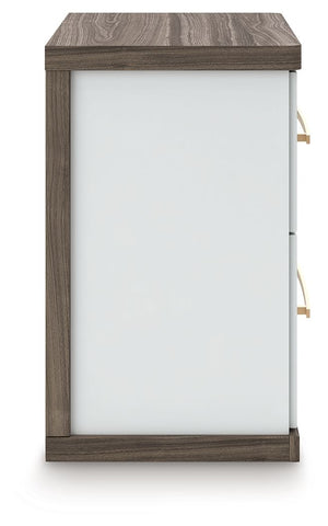 Kendanport - Two Drawer Night Stand - Brown / White