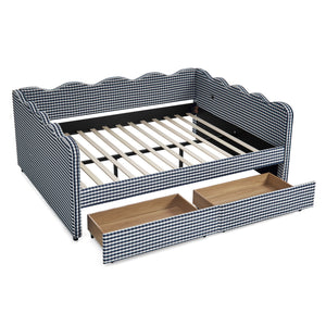 Gingham Daybed & USB Charging Port, Wave Shaped Design