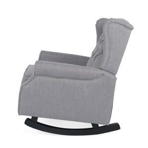 Sheila - Contemporary Fabric Tufted Wingback Rocking Chair - Gray
