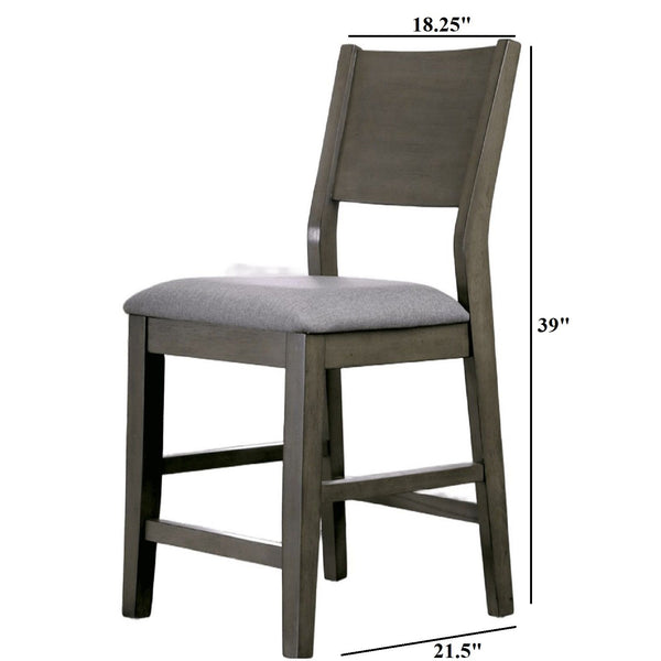 Padded Fabric Seat Panel Back Counter Height Dining Chairs (Set of 2) - Gray / Light Gray