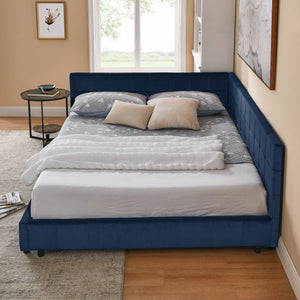 Elegant Design Storage Upholstered Tufted Bed Frame With Backrest And Armrests