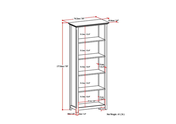 Amherst - 5 Shelf Bookcase - Light Brown