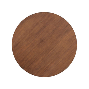 5 Piece Indoor Dining Set, Round Table & 4 Brown Arm Chairs - Beige / Brown / Cherry