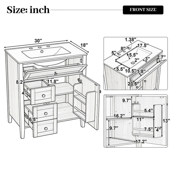 Bathroom Vanity With Sink, Soft Closing Cabinet