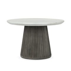 Caspia - 47" Outdoor Round Dining Table - Snowdrift White / Black
