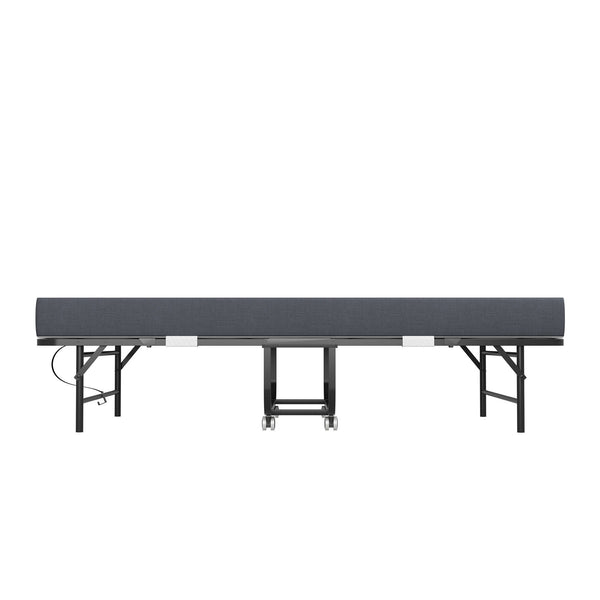 Twin Extra Long Folding Bed For Tall People, Heavy-Duty Rollaway Guest With Memory Foam Mattress - Black