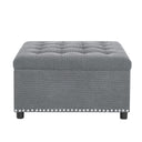 Square Tufted Storage Ottoman With Nailhead Trim