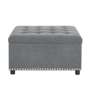 Square Tufted Storage Ottoman With Nailhead Trim