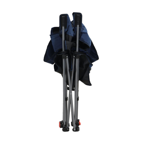 Outdoor Camping Chair With 3 Level Reclining, Side Pockets & Cup Holder, Folding With Carry Bag - Dark Blue